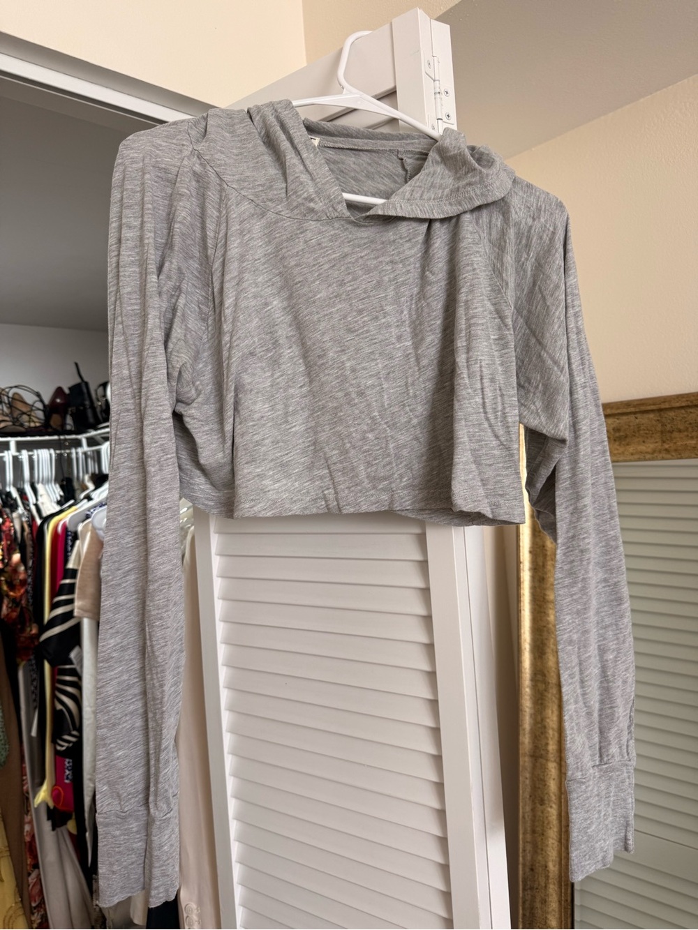 Eterne Heather Gray Cropped Hoodie for Women